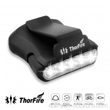ThorFire 5 LED Clip-on Cap Hat Visor Head Light Lamp Emergency Flashlight Torch，Hands Free 90° Rotatable for Exploration Hiking Hunting Camping Fishing